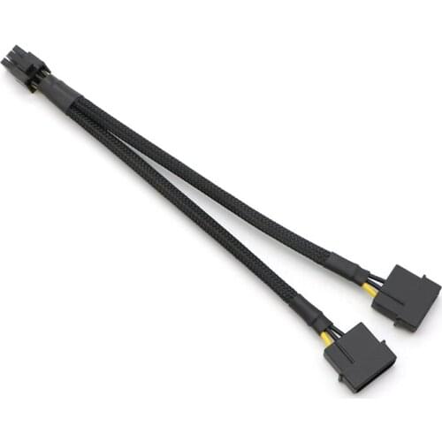 20pcs/Lot Dual IDE Molex 4Pin to GPU/ PCI-E 6Pin Power Adapter Cable