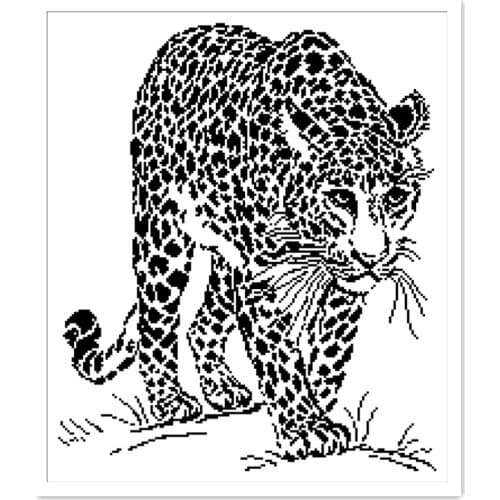 Leopard cross stitch package simple animal 18ct 14ct 11ct white fabric cotton silk thread embroidery DIY handmade needlework