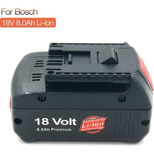 8000mAh rechargeable lithium ion battery for Bosch 18V 8.0A BAT609 BAT610 BAT622 GSR 18 V-LI Power Tools Batteries Indicator