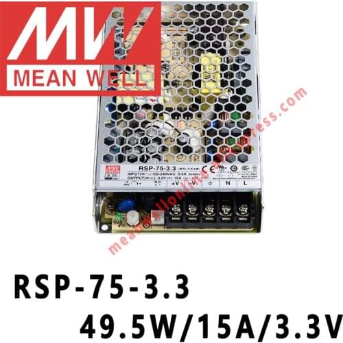 Mean Well RSP-75-3.3 meanwell 3.3VDC/15A/49.5W Single Output with PFC Function Power Supply online store