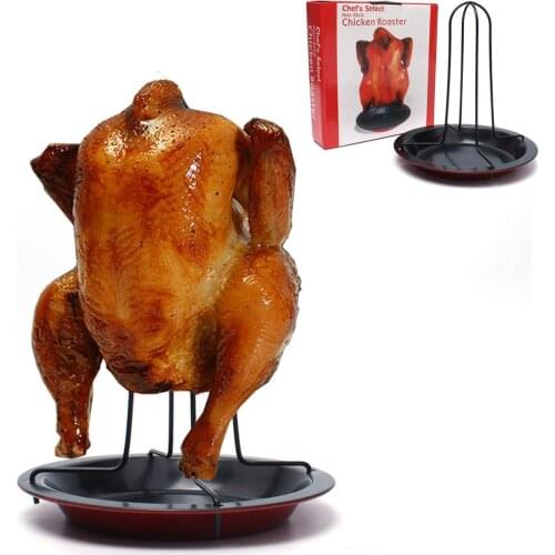 NEW Chicken Duck Holder Rack Grill Stand Roasting For BBQ Rib Non Stick Carbon Steel Stand Roasting BBQ Rib Rack Kitchen
