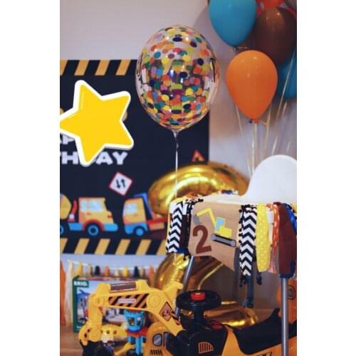 New Rooter Highchair Banner Boy 1st 2 Birthday Party Garland Engineering Car Machineshop Truck Bunting Cake Smash Photo Props