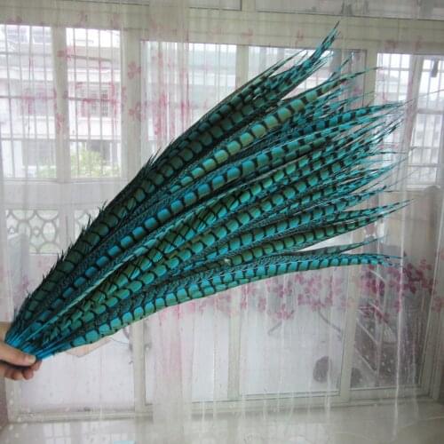 The New Listing 50pcs/lot Natural Lake Blue Pheasant Tail Feathers For Crafts 65-75CM Wedding Decoration DIY Plume