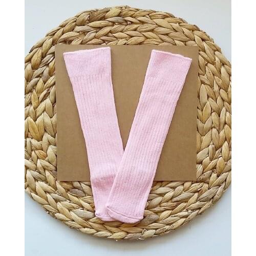 Baby girl Solid Ribbed Pink Below-Knee Socks Baby Socks Cotton-Spandex Single