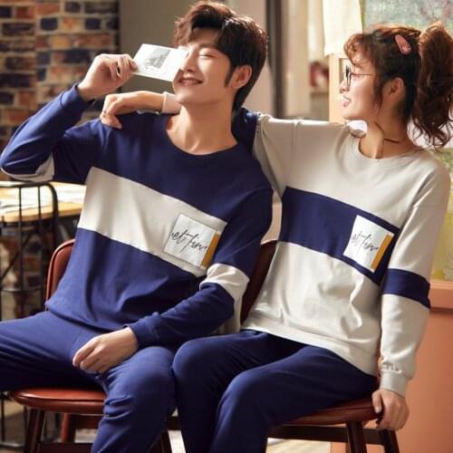 Autumn Winteter Long-sleeved Soft Cotton Pajamas Stitching Pajama Sets Casual Pyjamas Plus Size 3XL Pijama Set