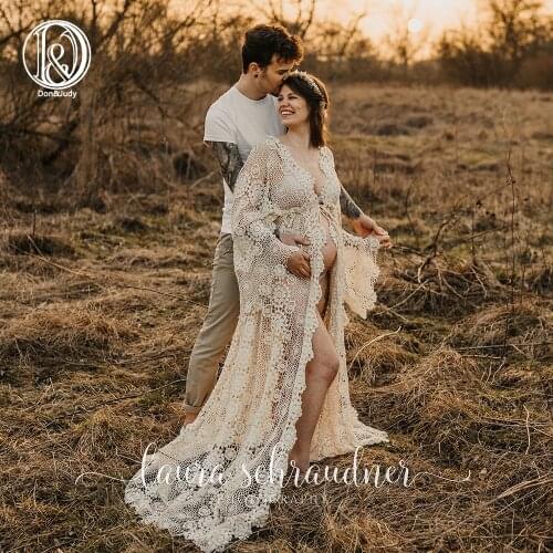 Don&Judy Boho Maternity Dress Vintage Cotton Pregnancy Photography Party Dresses Maxi Non-maternity Gown Photo Prop 2020