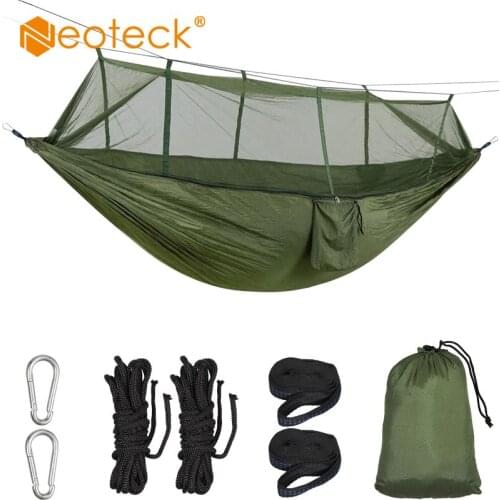 Neoteck Portable Outdoor Camping Hammock with Mosquito Net High Strength Parachute Fabric Hanging Bed Hunting Sleeping Swing