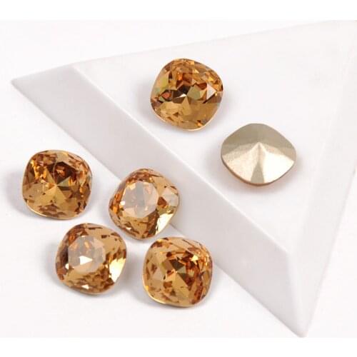 High Quality Strass Lt. Col. Topaz Color Cushion Cut Shape Fancy Rhinestones Pouplar Crystal Stone For Nail Art Decorations