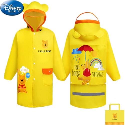 Disney Yellow Kids Raincoat Anna Elsa Oxford Cloth Child Girls Rainproof Inflatable Cap Poncho Boys Rainwear Baby Rainsuit Gifts