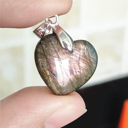 Natural Purple Light Labradorite Women Heart Pendant 17x16x5mm Love Labradorite Necklace Gemstone Jewelry AAAAA