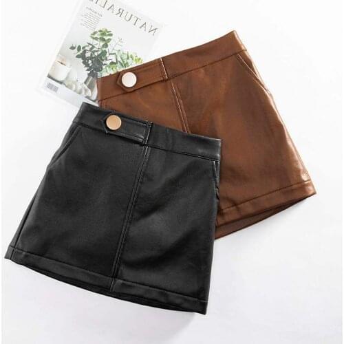 2021 Winter PU Leather Skirt For Girls School Student Dance Skirts Slim Elastic Waist Plus Size Casual Skirts Girl Clothing