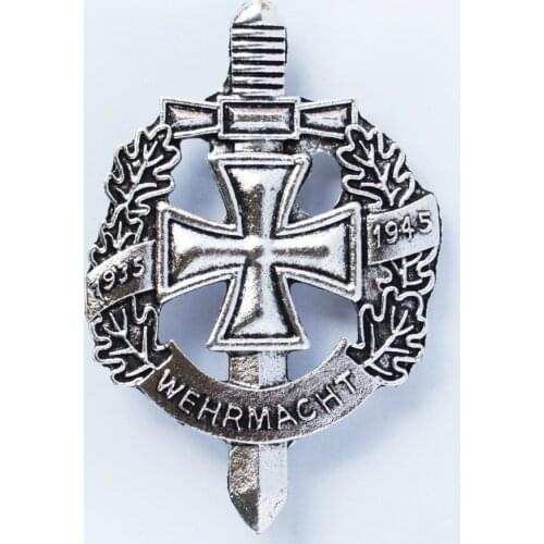 WW2 GERMAN WEHRMACHT WH MILITARY BADGE 1935-1945 WITH IRON CROSS SILVER