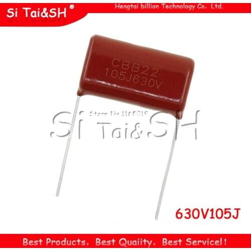 10PCS 630V105J 630V 1UF Pitch 20mm 105 1000NF CBB Polypropylene film capacitor
