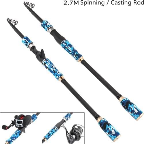 2.7m Camouflage Color Lure Fishing Rod 7 Section Telescopic Ultra Light Travel Fishing Pole Lure Tackle