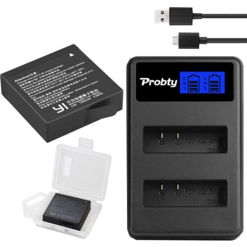 2pcs For AZ16-1 XIAOMI YI II 4K battery + LCD USB Dual Bateria Charger for Xiaomi Yi 4K Sport Action Camera