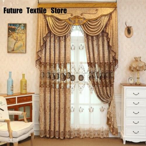 2021 New Fabric Curtains for Living Dining Room Bedroom European Embroidery Curtains Thick Soluble Embroidery Curtains