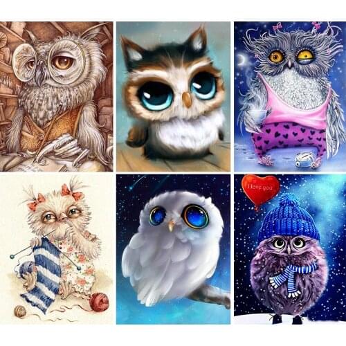 5D DIY Diamond Painting Animal Cartoon Owl Rhinestone Picture Square/Round Rhinestone Diamond Embroidery Home Decoration Gift