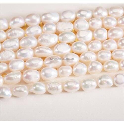 APDGG 5strands 7-8*9-10mm white baroque pearl strands loose beads women lady jewelry DIY
