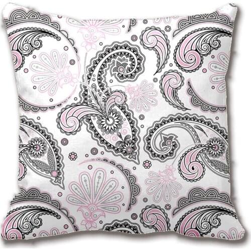 Black Pink Paisley Pattern Decorative Throw Pillow Case Decorative Cushion Cover Pillowcase Customize Gift By Lvsure For Sofa