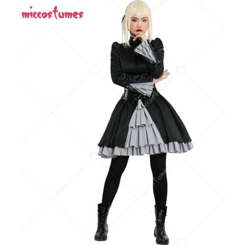 Fate/Hollow Ataraxia Saber Artoria Pendragon Black Dress Ver Gothic Lolita Cosplay Costume