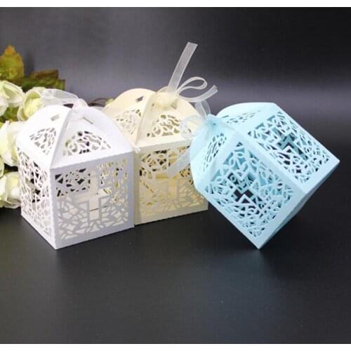 50pcs Cross Pattern Baby Shower Christening Party Favors Candy Treat Gift Boxes
