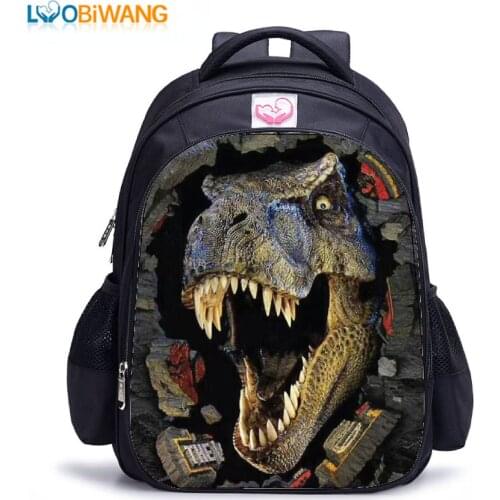 Childrens Pop Animal Print Backpack Jurassic Dinosaur World Kingdom Girls Boys Childrens School Bag