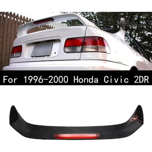 For 1996-2000 Honda Civic 2DR Car Rear Trunk Spoiler Wing LED Brake Light Primered Black Spoilers Lamp Accessories Car Styling