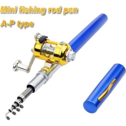 Pocket 1m Telescopic Mini Fishing Rod Pen with Spinning Reel Wheel Portable Aluminum Alloy Folded Outdoor Fishing Pole Tackle