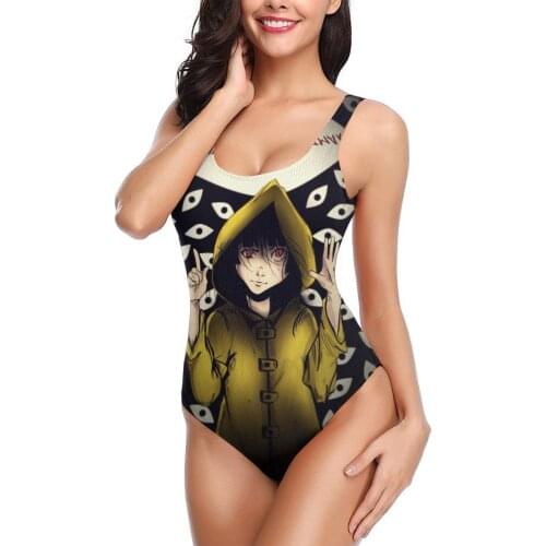 2021 Little Nightmares Sexy Cross Back Swimwear Women Swimsuit Vintage Bathing Suits Beach Wear Swim Print Monokini