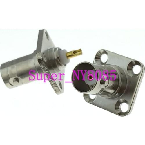 Connector BNC female jack 4-hole 18.5mm flange solder panel mount straight