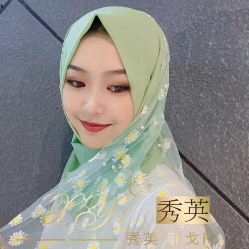 Men In Hijab Dubai Novelty Ready Wear Daisy Muslim Girls Hijabs