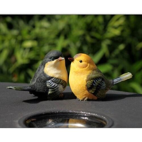 Pack of 2 Rural Garden Statue Decorative Garden Basin Pot Figurine of Brids Animal Decor Ornament -Black and Yellow