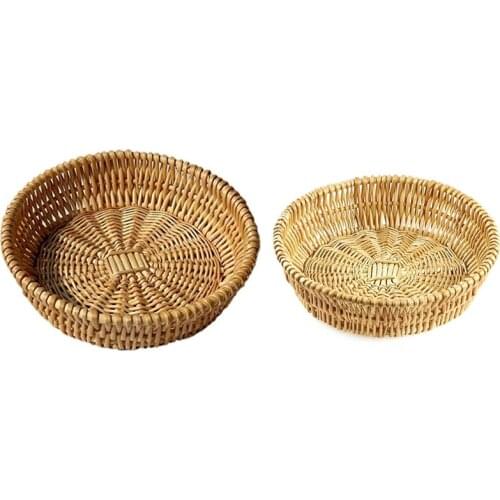 New Hand-Woven Basket, Wicker Basket, Food Serving Basket for Bread, Fruit, Vegetable Storage, Gift Basket