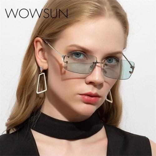 Frameless sunglasses female brand designer retro gradient frameless cut lenses