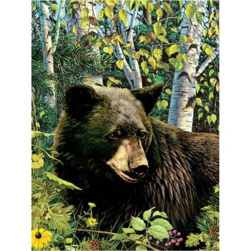 Landscape diamond painting black bears mosaic embroidery animal rhinestone picture puzzle drawing wall decor needle craft gift