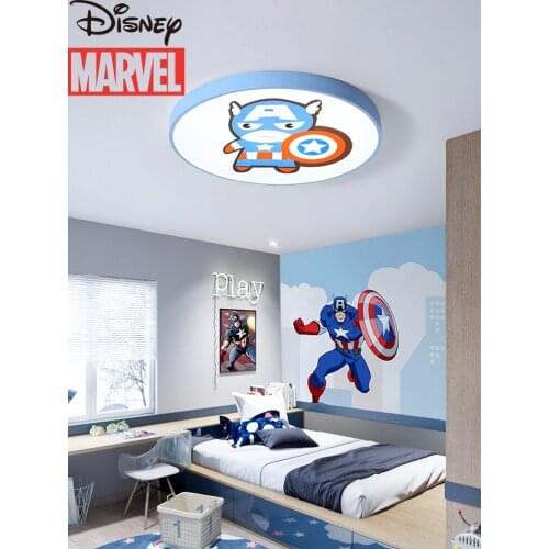 Disney Childrens Room Ceiling Lamp Led Boy Creative Cartoon Iron Man Captain America Small Bedroom Macaron Lamps