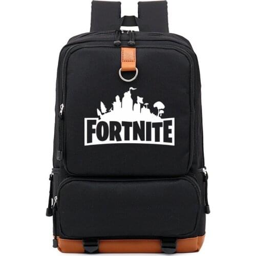 Men Backpack Women Canvas Schoolbag Fortnites Rusksack Unisex Boy Girl Student Cartoon Print Bookbag Black Travel Knapsack