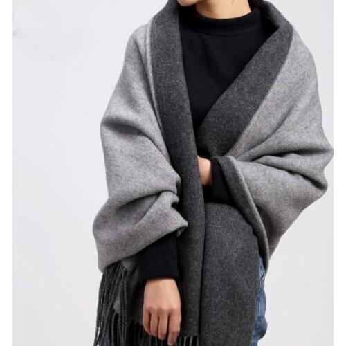 Merino 100% Pure Wool Scarf Women Luxury Brand Winter Scarf Stole 2019 Thicken Wool Warm Large Shawls Wraps for Ladies Pashmina