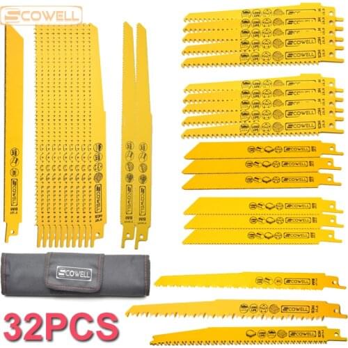 30% Off 32PCS Demolition Saw Blades for Wood Metal Cutting Bi-metal Reciprocating Saw Blade Set Power Tool DIY Sabre Saw