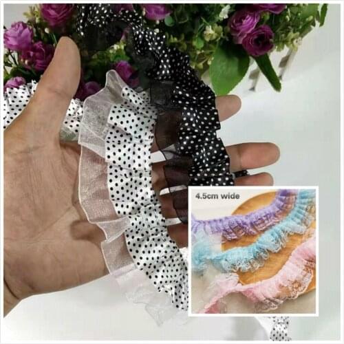 Fold Small Double-layer Tulle Exquisite Lace Ribbon DIY Ladies Childrens Clothing Skirt Trim Toy Pet Clothes Making Materials