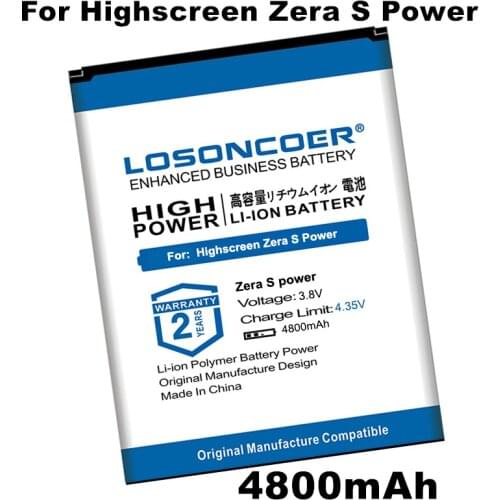 LOSONCOER 4800mAh Replacement Battery Zera S Power For Highscreen Zera S Power Mobile Phone Battery