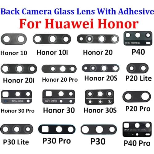 50Pcs , New Back Rear Camera Lens Glass Replacement For Huawei Honor 20 20i 20S 30 30S Pro / Honor 10 P20 P30 Lite P40 Pro