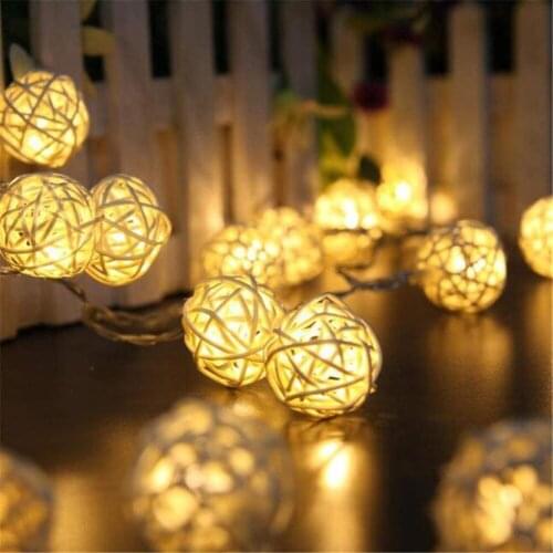 Led Lights Decoration 10M 80 Led 3cm Rattan Ball String light Fairy lights LED Garlad Home New Year Christmas Garden Patio Decor