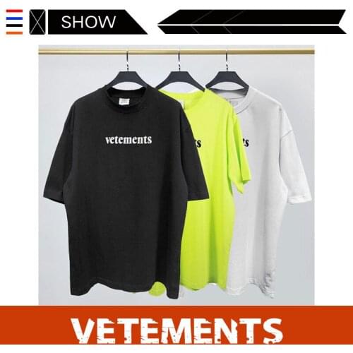 VETEMENTS French Street votements short sleeve T-shirt VTM wittermont flocking print loose T-shirt for men and women