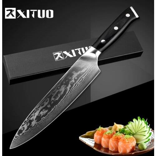 XITUO 8 inch Kitchen Chef Knife 67 Layers Japan VG10 Damascus High Carbon Steel Professional Meat Cutting Santoku Tool Cleaver