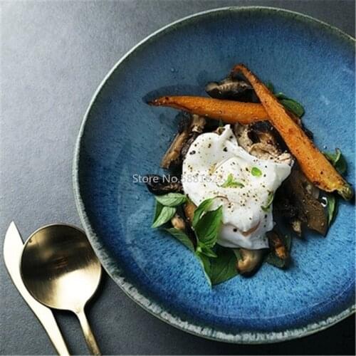 Japanese Ceramic Noodle Soup Bowl Ramen Salad Bowl Big Shallow Kiln Dinner Bowl