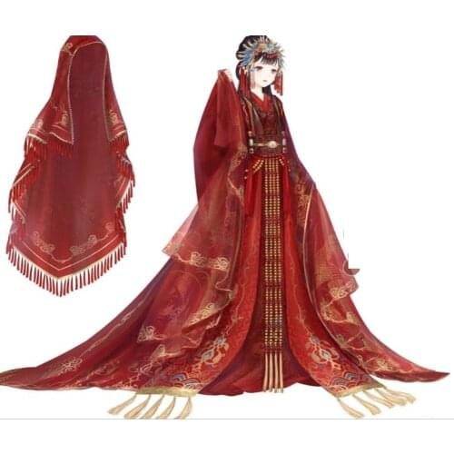 Yu Zi Cheng Shuo Miracle Nikki Series Gorgeous Red Wedding Costume Hanfu Cosplay Traditional Chinese Style Costume