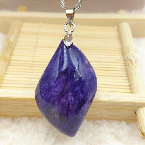 Natural Charoite Purple Women Rhombus Pendant 34x20x11mm Russia Necklace Jewelry Rare Beads AAAAA