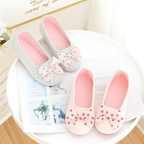 Mntrerm indoor Home Womens Slippers Women Shoes 2021 New Fashion Summer Bow Chiffon Dots Flat Heel Slippers Womens