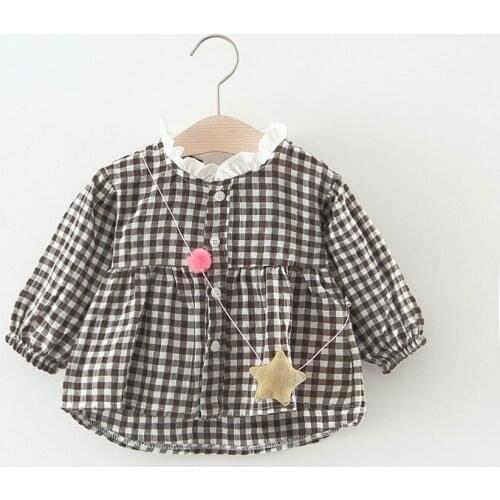 0-3 years old baby girl casual plaid long sleeved shirts dress lace collar infant girls child fashion elegant dresses clothes